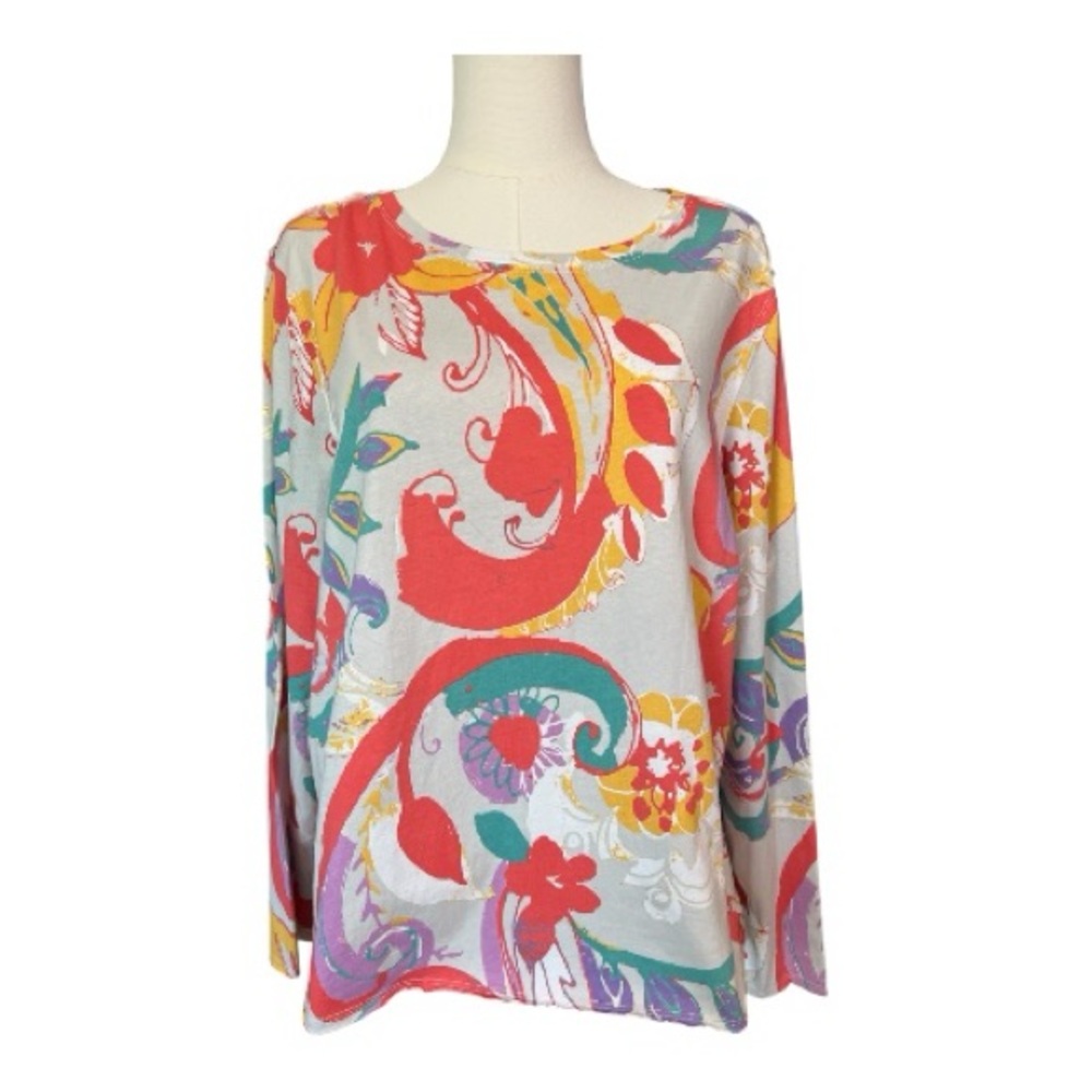 🆕 NWOT Habitat pink multicolor paisley abstract long sleeve top | size small